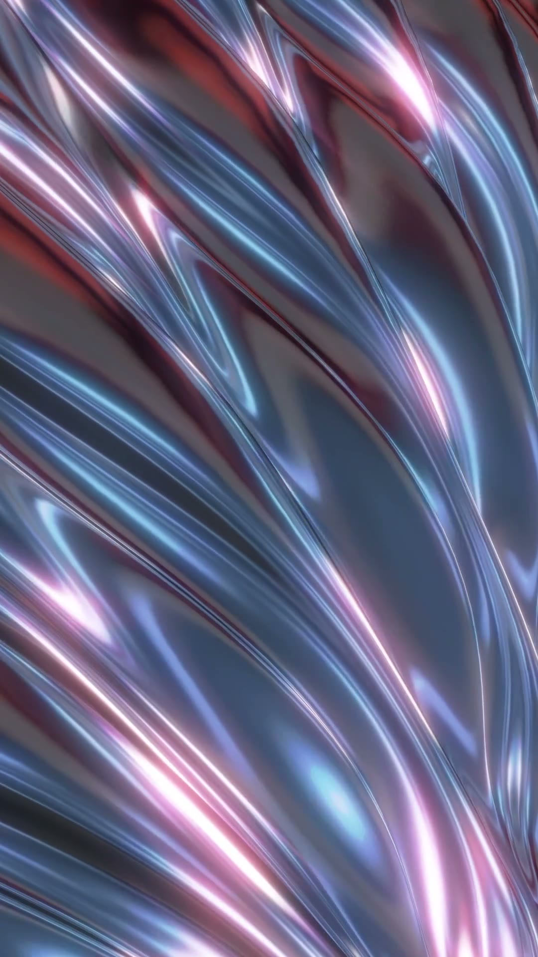 Still frame from Transmission 001: metallic liquid chrome with the coordinates 51.5260 degrees North, 0.0801 degrees West